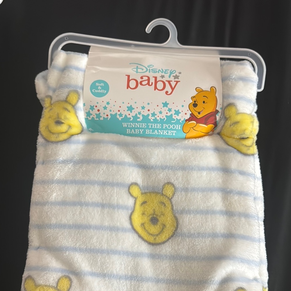 Disney Baby Winnie the Pooh Blanket - Blue and Yellow